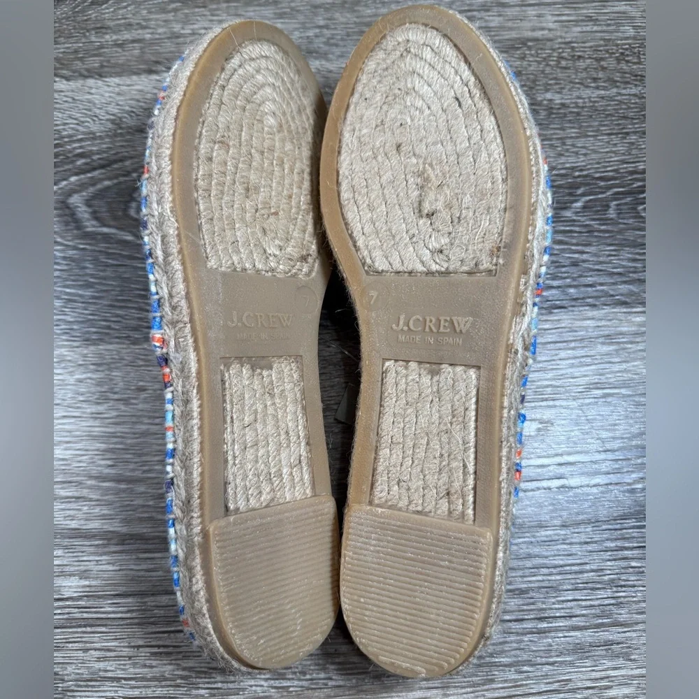 J. Crew Shoes Women 7 Blue Orange‎ Geometric NWT Espadrille Cotton Canvas Flat